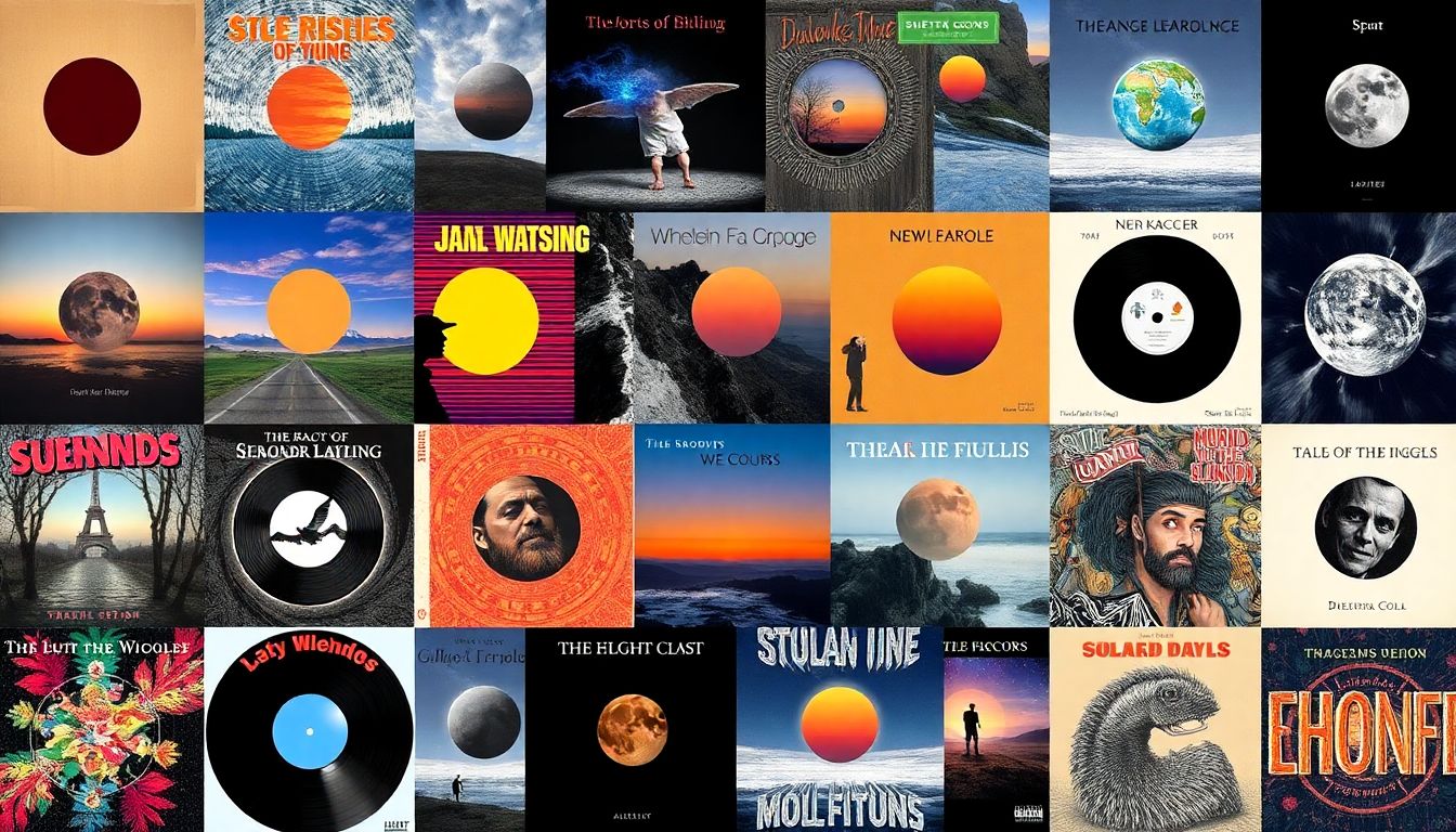 A collage of unique album covers created through various non-AI methods, showcasing the diversity and creativity of human artists.