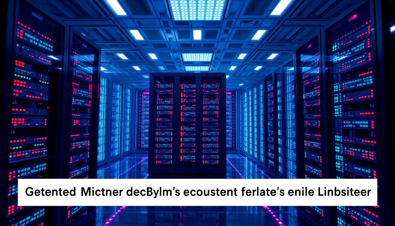 Generate an image of a futuristic data center with advanced HBM chips, highlighting Micron Technology's role in this ecosystem.