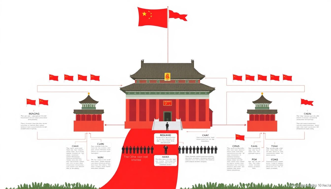 Create an image illustrating the hierarchical structure of the PLA and the centralization of power under Xi Jinping.