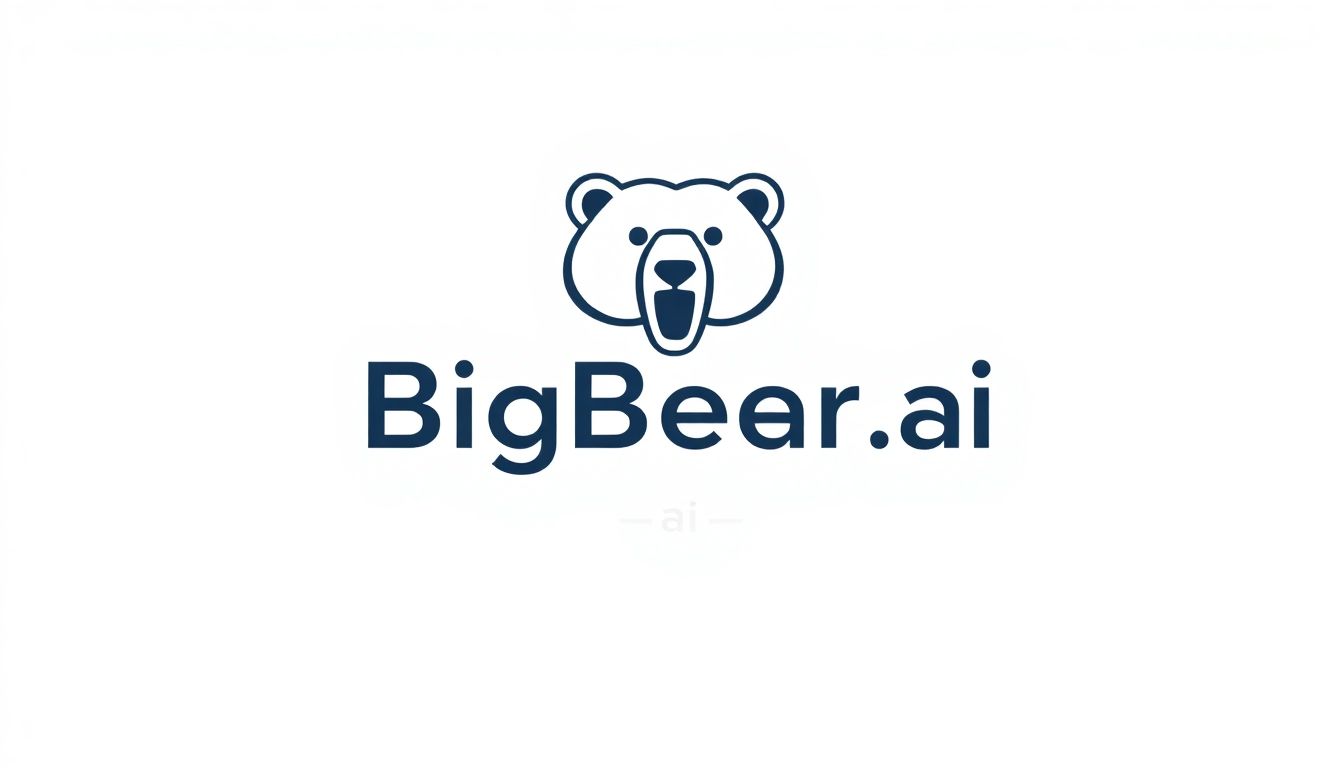 Create an illustration of BigBear.ai's logo with AI-driven data analytics and key clients like the U.S. Army, Navy, and Air Force.