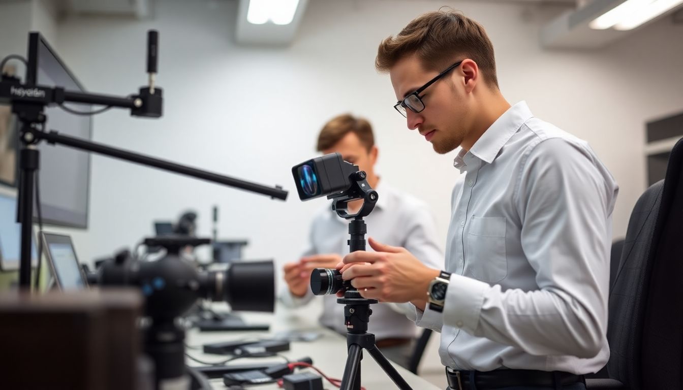 The Hayden AI team working on their innovative camera technology in a high-tech lab.
