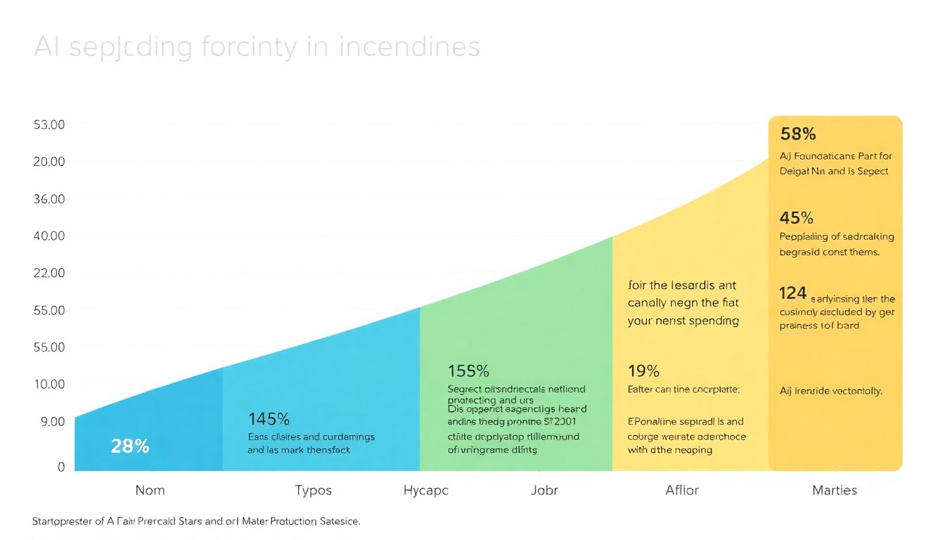 A graph showing the projected increase in AI spending with highlights on key statistics and growth areas.