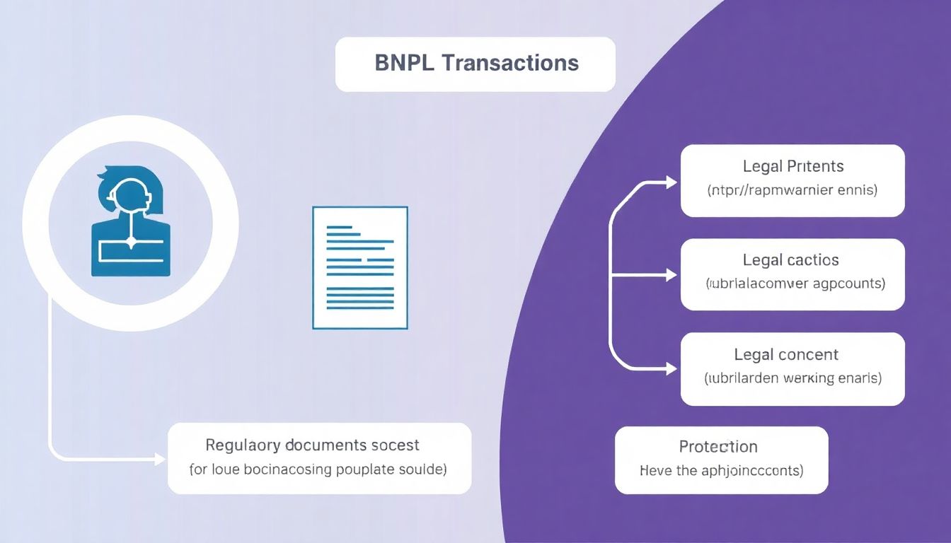 A graphical representation of BNPL transactions with regulatory documents and legal protections.