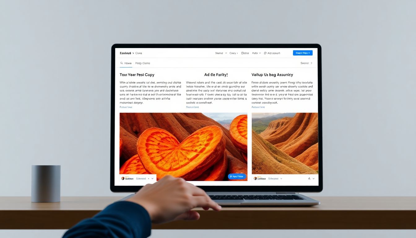Show a marketer using AI tools to generate stunning, personalized ads, with a mix of vibrant visuals and compelling copy, all created effortlessly with AI assistance.