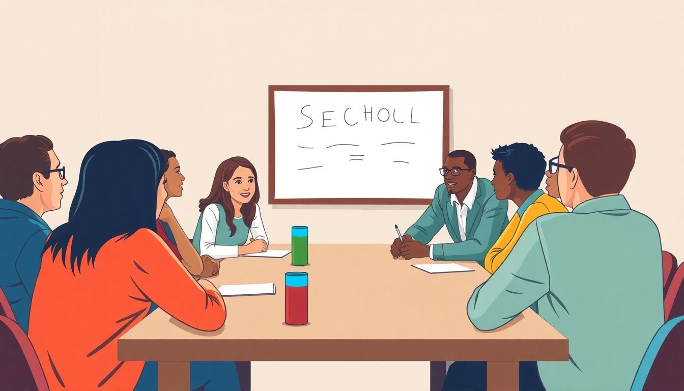 The Need for Enhanced School Safety Create an image of a community meeting with parents, teachers, and students discussing school safety measures.