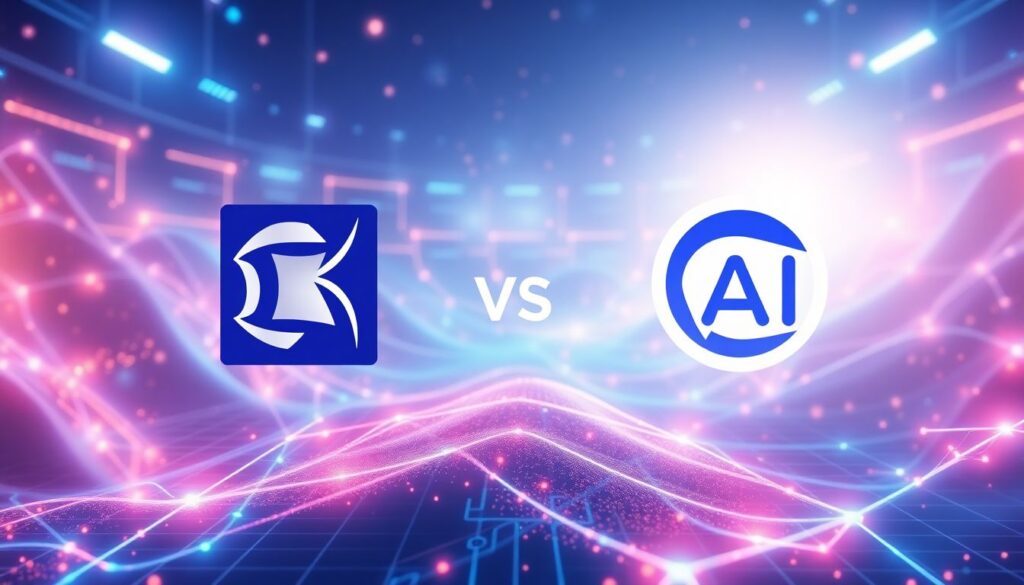 Create an image that represents the competition between DeepSeek-V3 and OpenAI's models, with a futuristic and innovative theme.