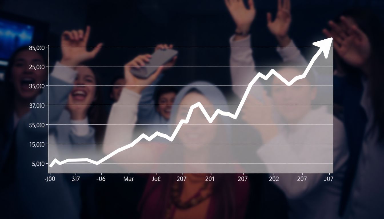 Design a graph showing the stock price surge of Cerence AI (CRNC) on the day of the announcement, with a background of excited investors.