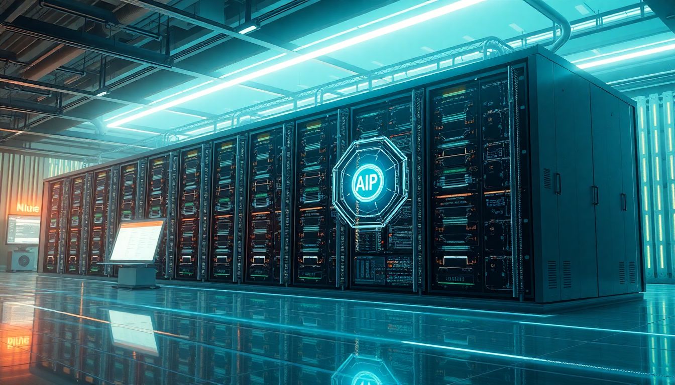 Depict a futuristic AI-enabled datacenter and the ecosystem of partners involved in its development.