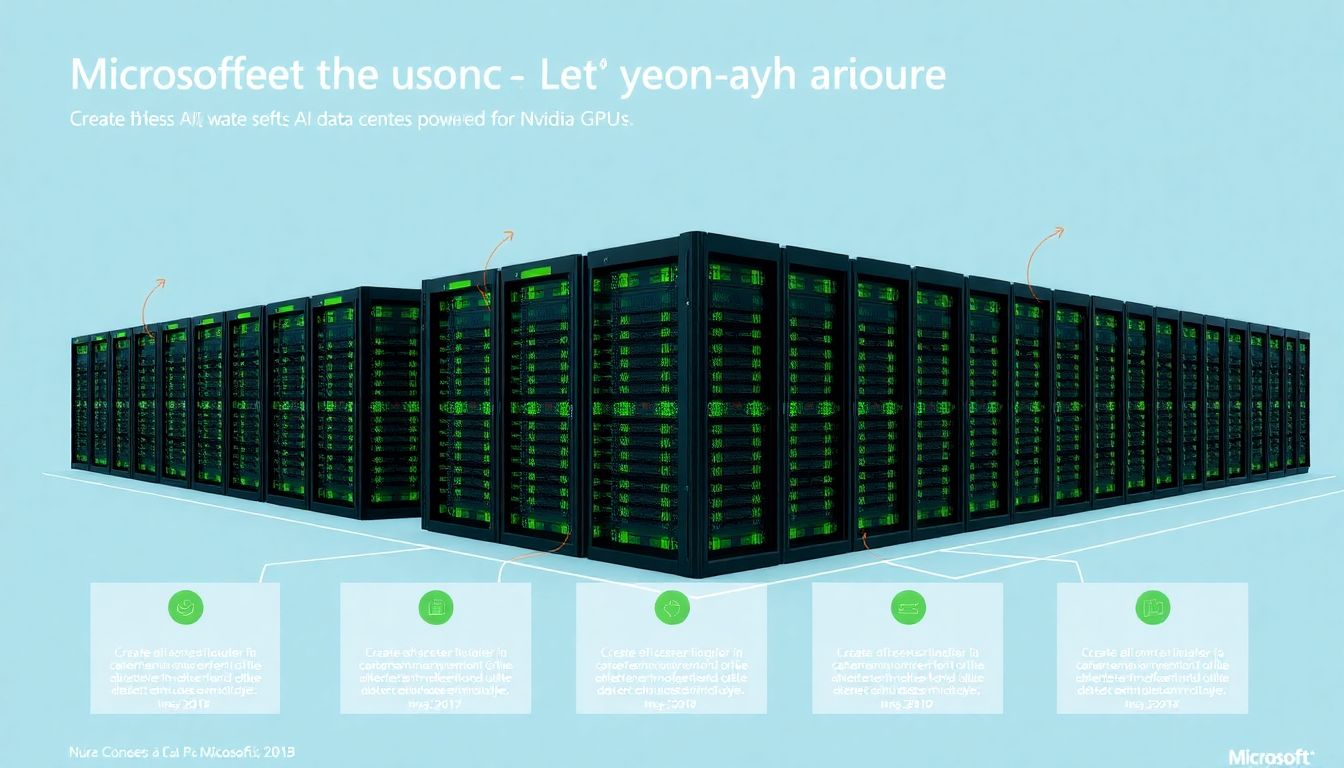 Create a visual representation of Microsoft's AI data centers powered by Nvidia GPUs, with a focus on future growth and investment.