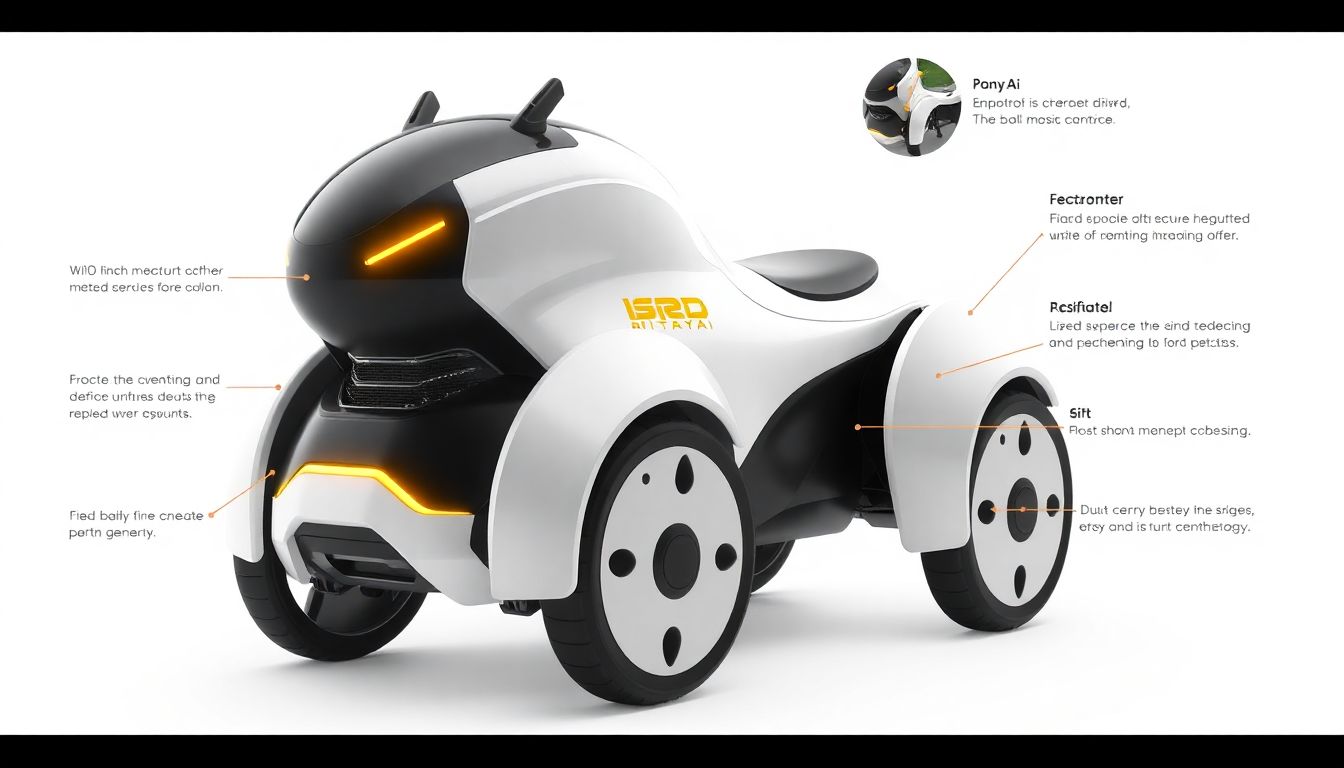 Create an image showcasing the advanced features of Pony.ai's sixth-generation robotaxi, with a focus on its sleek design and innovative technology.